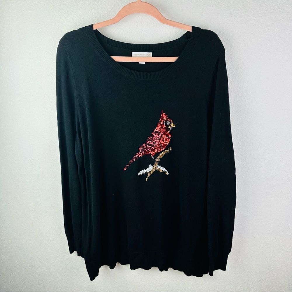 Westport‎ 1962 Black Red Sequin Cardinal Sweater Size 3X